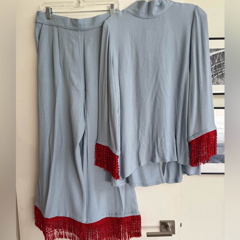 BURU x VAL sold out Blue set with red tassels, XL, BNWT